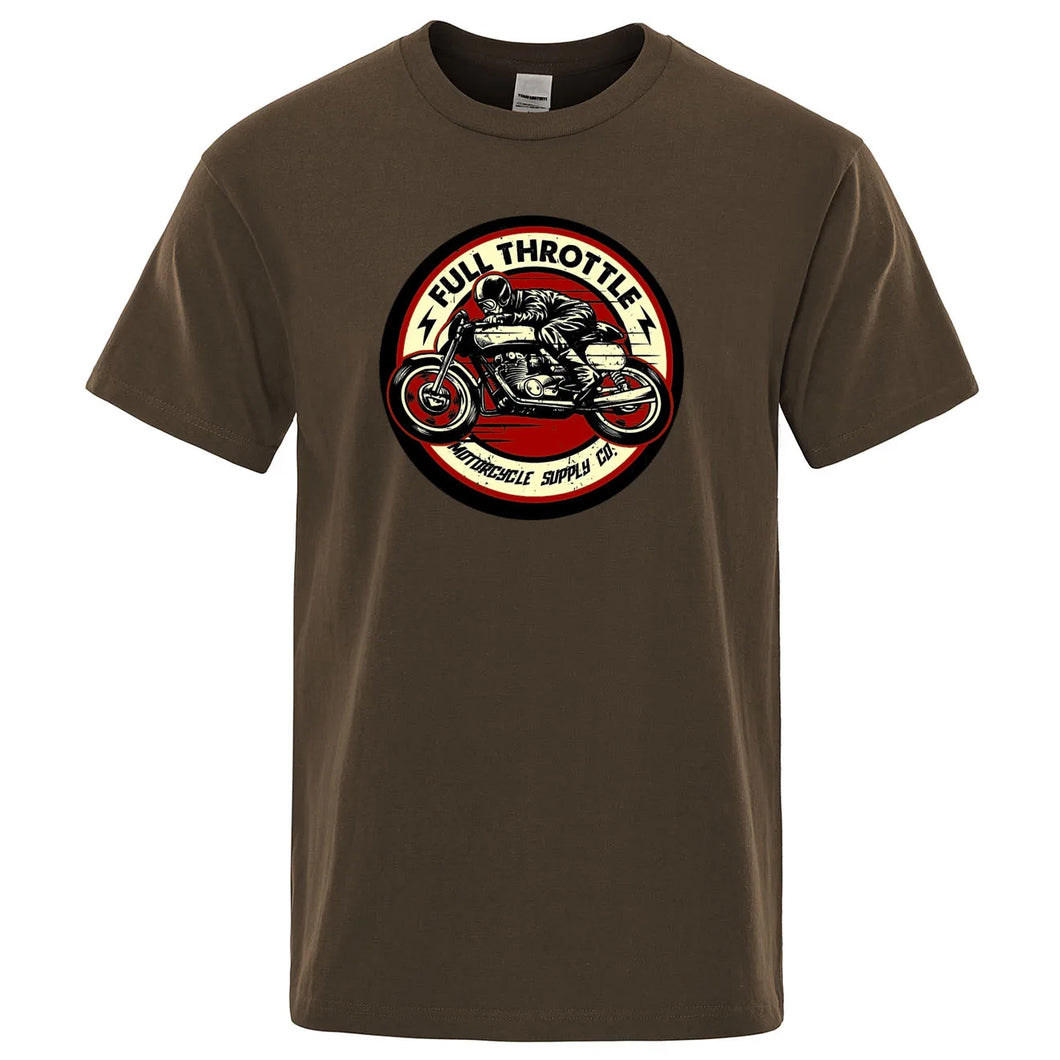 Men’s Full Throttle Motorcycle Graphic T-Shirt – Vintage Biker Tee