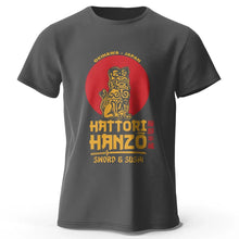 Load image into Gallery viewer, Men’s Hattori Hanzo Sword &amp; Sushi T-Shirt – Japanese Samurai Graphic Tee
