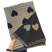 Load image into Gallery viewer, Double Sided Cashmere Scarf -  Women&#39;s Love Heart Long Plaid Scarf
