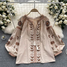 Load image into Gallery viewer, Boho Embroidered Chiffon Blouse
