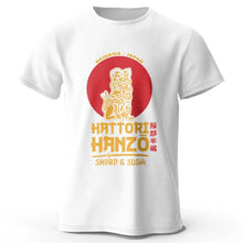 Load image into Gallery viewer, Men’s Hattori Hanzo Sword &amp; Sushi T-Shirt – Japanese Samurai Graphic Tee
