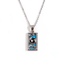 Load image into Gallery viewer, The World - Silver Tarot Card Necklace with Blue Enamel
