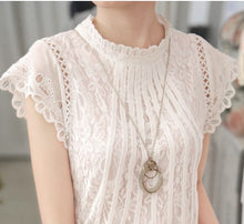 Load image into Gallery viewer, Ladies Elegant Crochet White Lace Blouse
