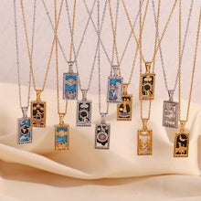 Load image into Gallery viewer, The World - Silver Tarot Card Necklace with Blue Enamel
