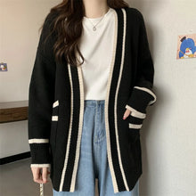 Load image into Gallery viewer, Women&#39;s Varsity Knitted Long Sleeve Cardigan
