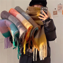 Load image into Gallery viewer, Thick Warm Cashmere Blend Cheque Scarf
