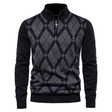 Load image into Gallery viewer, Argyle Mens Quarter Zip Diamond Pattern Knitted Sweater
