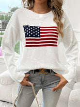 Load image into Gallery viewer, American Flag Crew Neck Long Sleeve Pullover Women&#39;s Sweater
