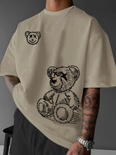 Load image into Gallery viewer, 100% pure cotton Men’s Oversized Streetwear T-Shirt – Sketch Teddy Bear Print
