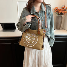 Load image into Gallery viewer, Vintage Paris Canvas Tote Bag with Leather Straps – Casual Shoulder Handbag
