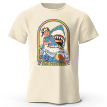 Load image into Gallery viewer, Men’s Stay Positive Shark Attack T-Shirt – Funny Retro Graphic Tee
