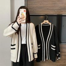 Load image into Gallery viewer, Women&#39;s Varsity Knitted Long Sleeve Cardigan
