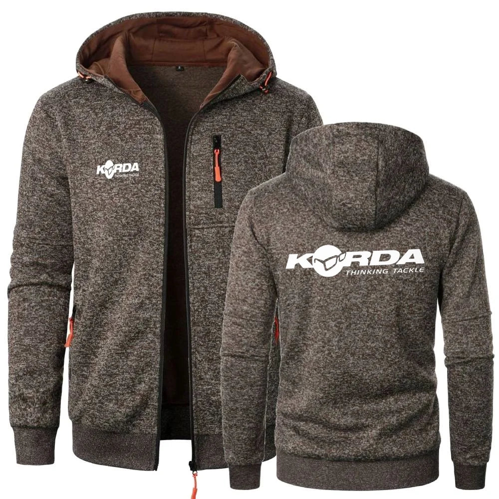 Korda-Style Men’s Fishing Hoodie – Full Zip, Softshell Fleece, Outdoor Performance