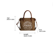 Load image into Gallery viewer, Vintage Paris Canvas Tote Bag with Leather Straps – Casual Shoulder Handbag
