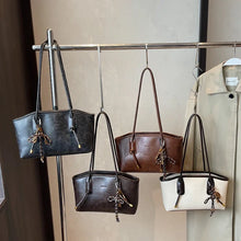 Load image into Gallery viewer, Classic Vegan-Friendly Leather Tote Bag with Keychain Detail – Elegant Shoulder Handbag
