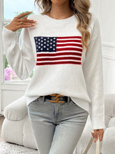 Load image into Gallery viewer, American Flag Crew Neck Long Sleeve Pullover Women&#39;s Sweater
