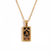 Load image into Gallery viewer, The Star - Tarot card 18k Necklace with Black Enamel
