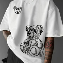 Load image into Gallery viewer, 100% pure cotton Men’s Oversized Streetwear T-Shirt – Sketch Teddy Bear Print
