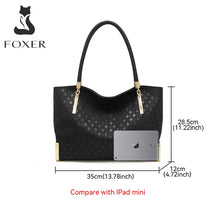Load image into Gallery viewer, FOXER Genuine Leather Sequined Handbag | Original Design Shoulder Bag Luxury Tote
