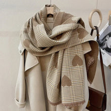 Load image into Gallery viewer, Double Sided Cashmere Scarf -  Women&#39;s Love Heart Long Plaid Scarf
