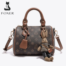 Load image into Gallery viewer, FOXER Women’s Vegan Leather Shoulder Bag – Monogram Boston Style
