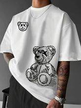 Load image into Gallery viewer, 100% pure cotton Men’s Oversized Streetwear T-Shirt – Sketch Teddy Bear Print

