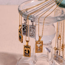 Load image into Gallery viewer, Temperance - Tarot card 18k Necklace with Black Enamel
