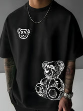Load image into Gallery viewer, 100% pure cotton Men’s Oversized Streetwear T-Shirt – Sketch Teddy Bear Print
