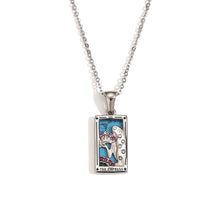 Load image into Gallery viewer, The Empress - Silver Tarot Card Necklace with Blue Enamel
