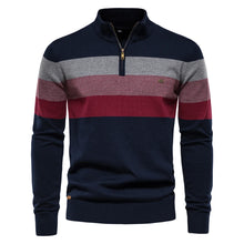 Load image into Gallery viewer, Men&#39;s Quarter Zip Pullover Knitted Sweater With Stripe Design
