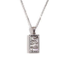 Load image into Gallery viewer, The Moon - Silver Tarot card Necklace
