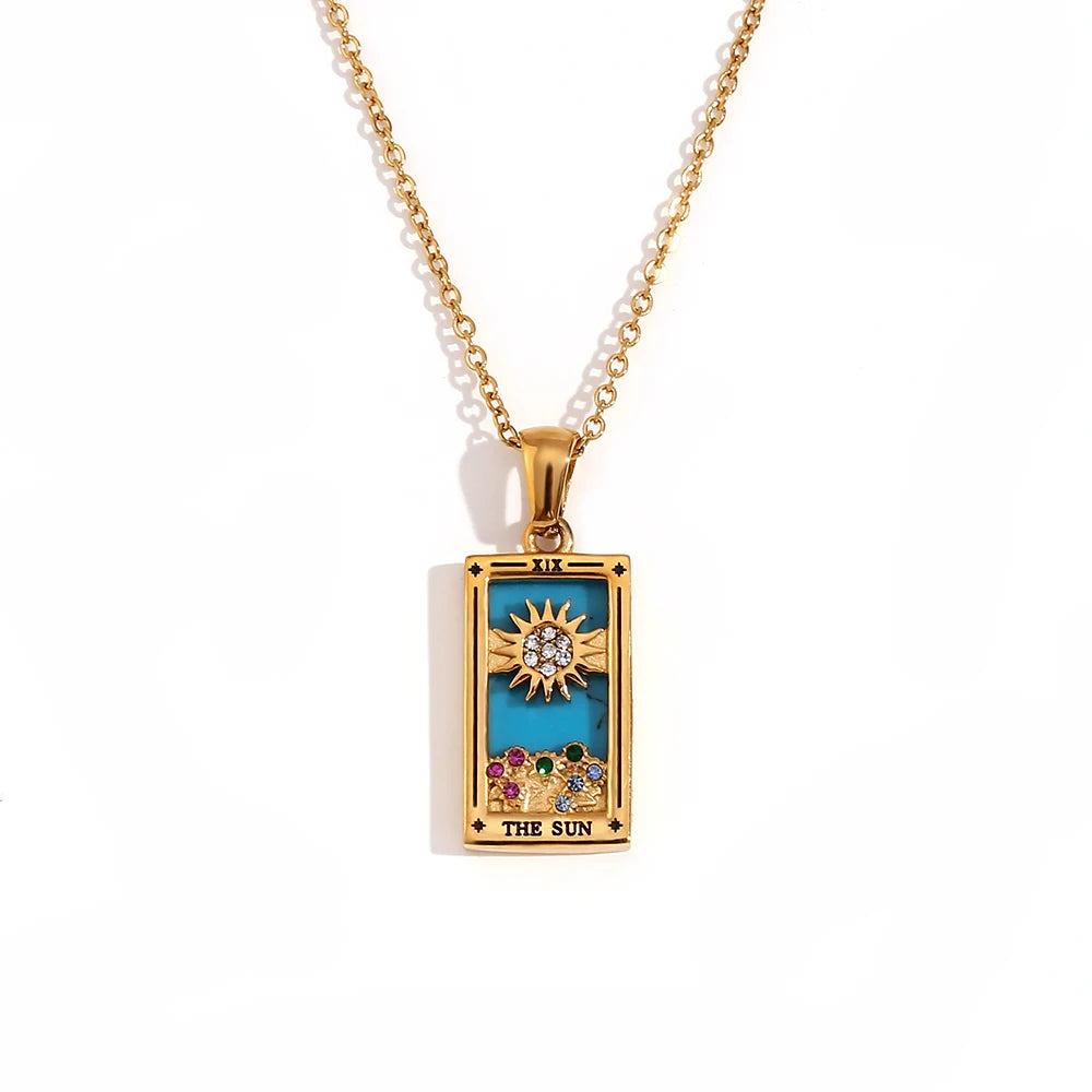 The Sun - Tarot card 18k Necklace