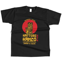 Load image into Gallery viewer, Men’s Hattori Hanzo Sword &amp; Sushi T-Shirt – Japanese Samurai Graphic Tee
