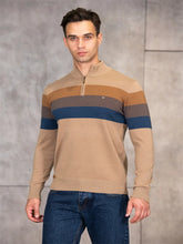 Load image into Gallery viewer, Men&#39;s Quarter Zip Pullover Knitted Sweater With Stripe Design
