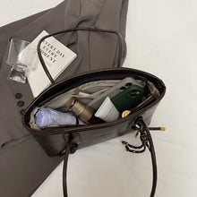 Load image into Gallery viewer, Classic Vegan-Friendly Leather Tote Bag with Keychain Detail – Elegant Shoulder Handbag
