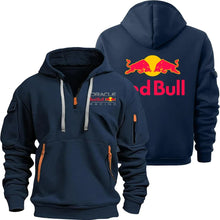Load image into Gallery viewer, Red Bull Racing-Inspired Men’s Hoodie – Motorsport Style, Tactical Design, Half Zip
