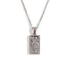 Load image into Gallery viewer, Strength - Silver Tarot card Necklace
