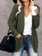 Load image into Gallery viewer, Women’s Open-Front Waffle Knit Cardigan
