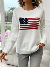 Load image into Gallery viewer, American Flag Crew Neck Long Sleeve Pullover Women&#39;s Sweater
