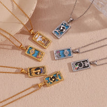 Load image into Gallery viewer, The Empress - Tarot Card 18k Necklace with Blue Enamel
