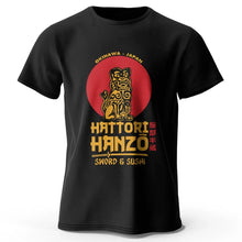 Load image into Gallery viewer, Men’s Hattori Hanzo Sword &amp; Sushi T-Shirt – Japanese Samurai Graphic Tee
