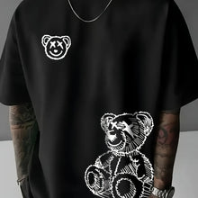 Load image into Gallery viewer, 100% pure cotton Men’s Oversized Streetwear T-Shirt – Sketch Teddy Bear Print
