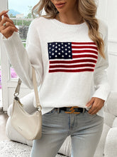 Load image into Gallery viewer, American Flag Crew Neck Long Sleeve Pullover Women&#39;s Sweater
