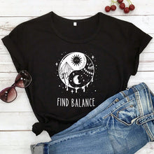 Load image into Gallery viewer, Find Balance Yin Yang Mystical Sun Moon Day Night Women&#39;s T-Shirt
