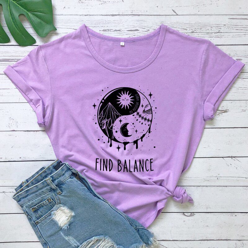 Find Balance Yin Yang Mystical Sun Moon Day Night Women's T-Shirt