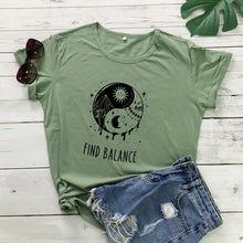 Load image into Gallery viewer, Find Balance Yin Yang Mystical Sun Moon Day Night Women&#39;s T-Shirt
