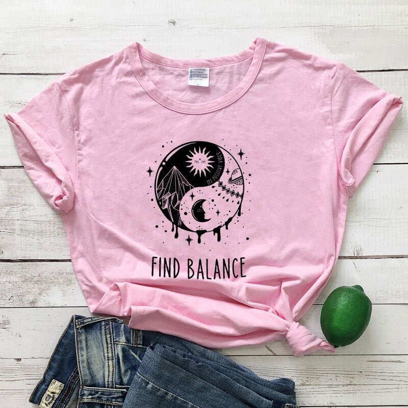 Find Balance Yin Yang Mystical Sun Moon Day Night Women's T-Shirt