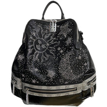 Load image into Gallery viewer, Vegan Leather Constellation, Sun, Moon and Stars Diamante Backpack
