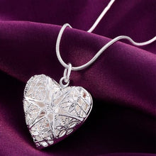 Load image into Gallery viewer, Sterling Silver Heart Locket Photo Frame Pendant Necklace
