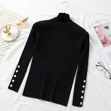 Load image into Gallery viewer, Button Design Long Sleeve Ribbed Sweater
